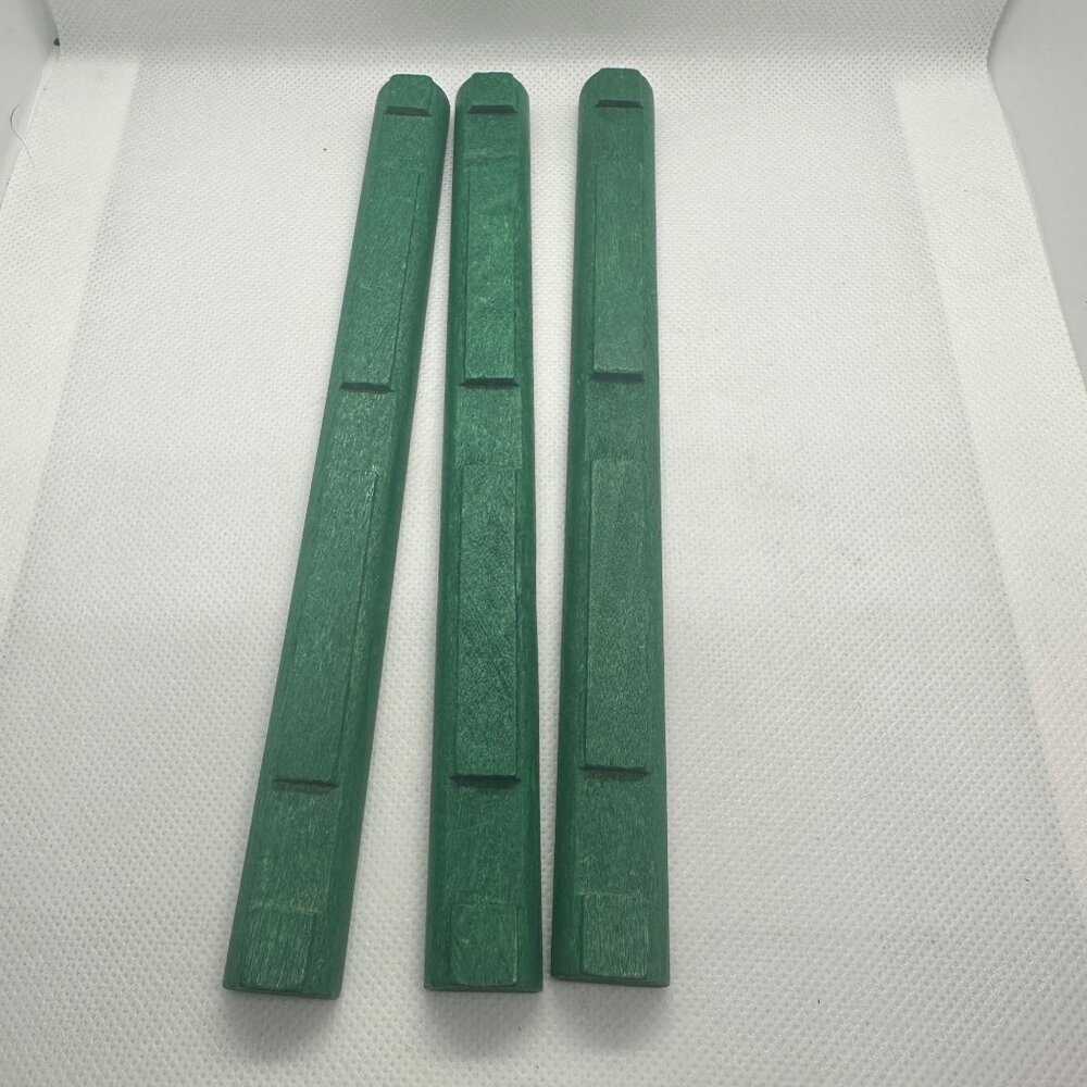 Set Of 3 Green Wooden Replacement Lincoln Logs Building Toy Pieces